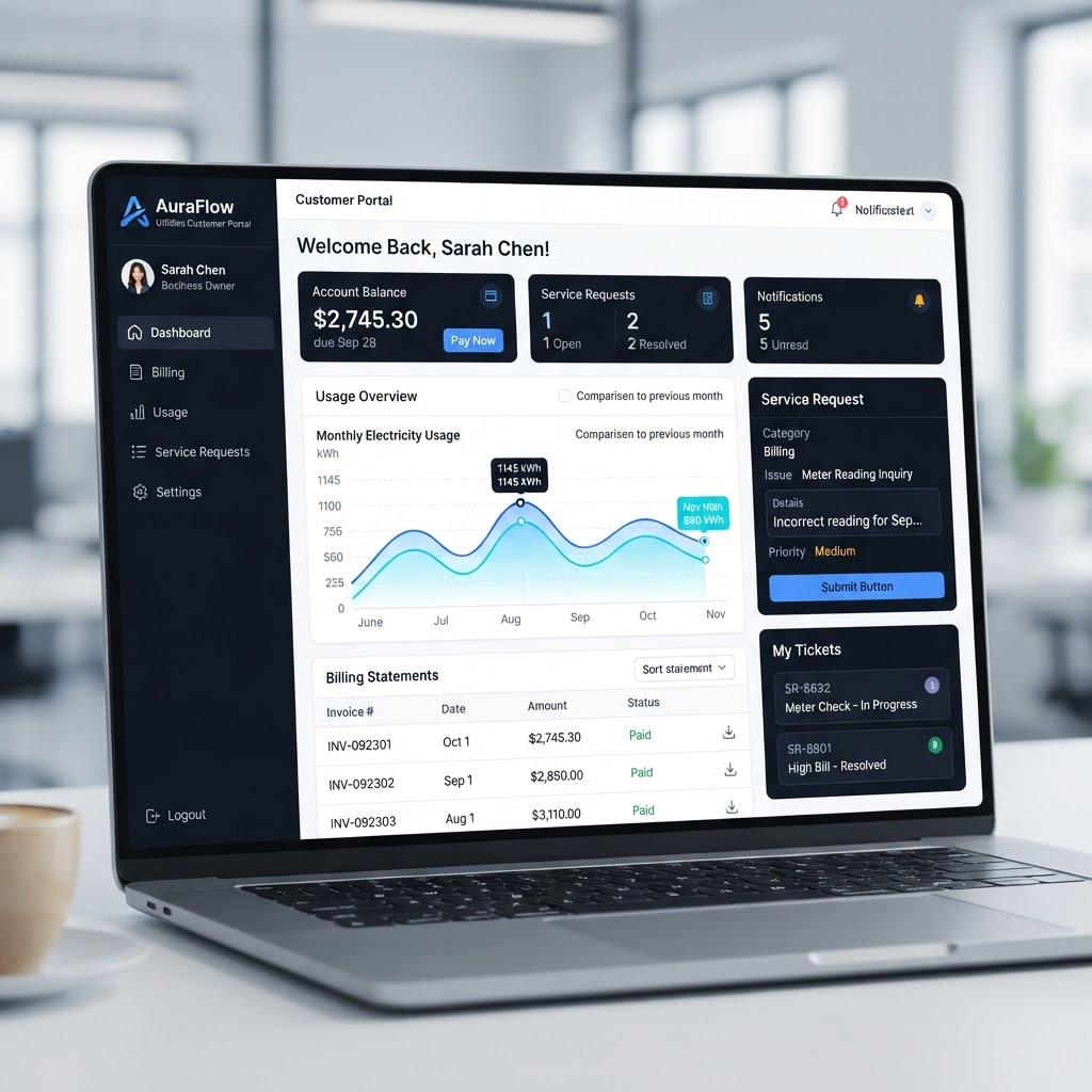 Screenshot of Customer Self-Service Portal