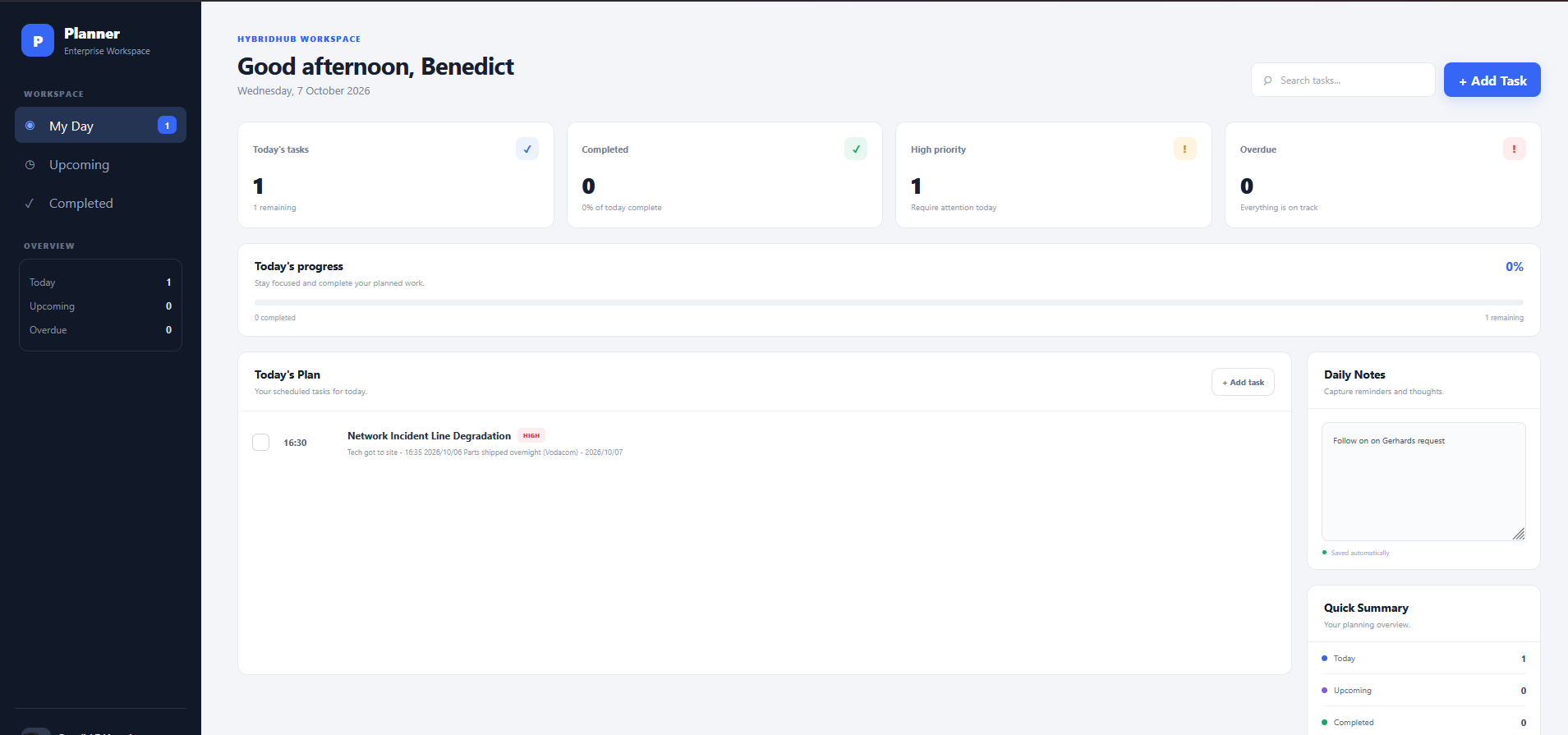 Planner Management Dashboard